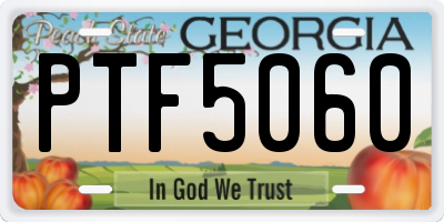 GA license plate PTF5060