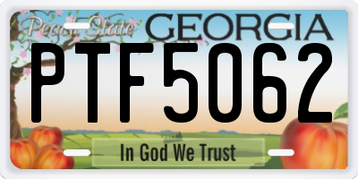 GA license plate PTF5062