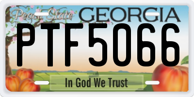 GA license plate PTF5066