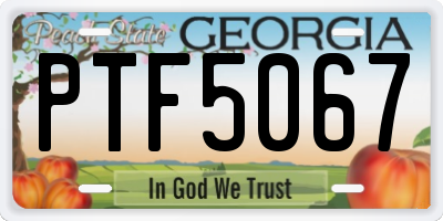 GA license plate PTF5067