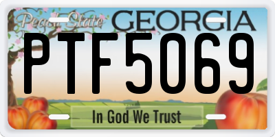 GA license plate PTF5069