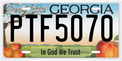GA license plate PTF5070