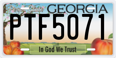 GA license plate PTF5071