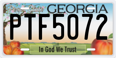 GA license plate PTF5072