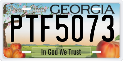 GA license plate PTF5073