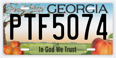 GA license plate PTF5074