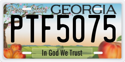 GA license plate PTF5075