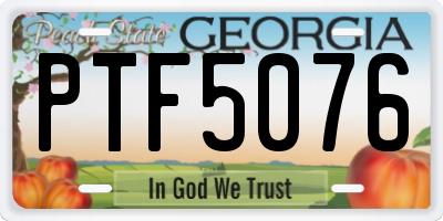 GA license plate PTF5076
