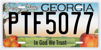 GA license plate PTF5077