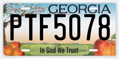 GA license plate PTF5078