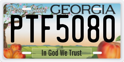 GA license plate PTF5080