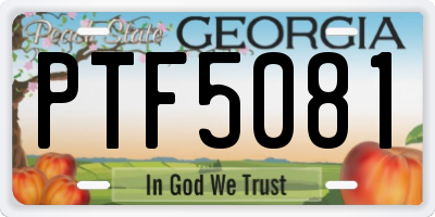 GA license plate PTF5081