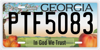 GA license plate PTF5083