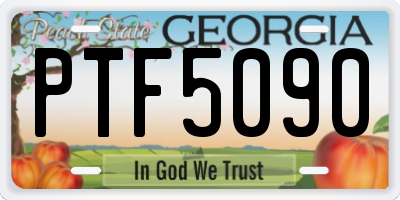 GA license plate PTF5090