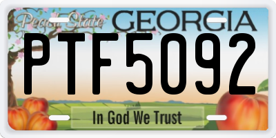 GA license plate PTF5092