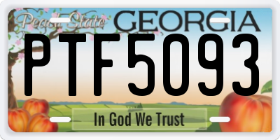 GA license plate PTF5093