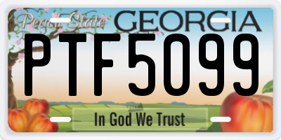 GA license plate PTF5099