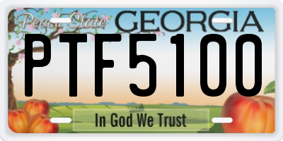 GA license plate PTF5100