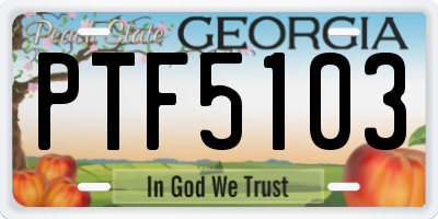GA license plate PTF5103