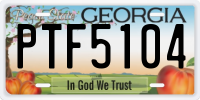 GA license plate PTF5104