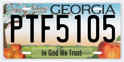 GA license plate PTF5105