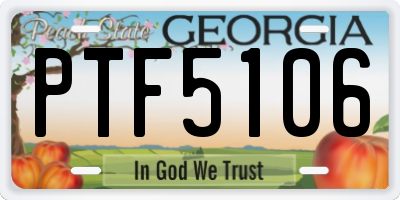 GA license plate PTF5106