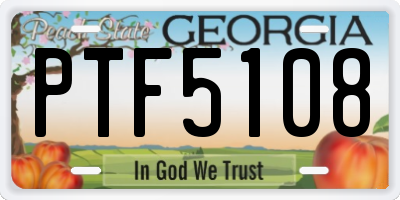 GA license plate PTF5108
