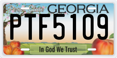 GA license plate PTF5109