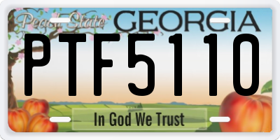 GA license plate PTF5110