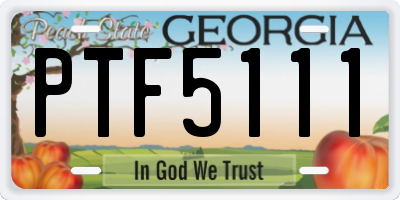 GA license plate PTF5111
