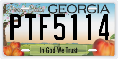 GA license plate PTF5114