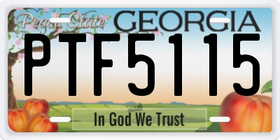 GA license plate PTF5115