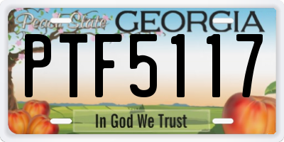 GA license plate PTF5117