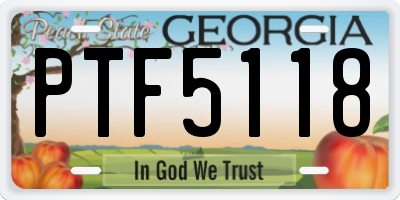 GA license plate PTF5118