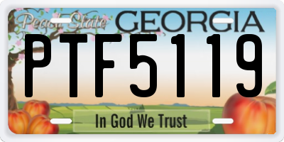 GA license plate PTF5119