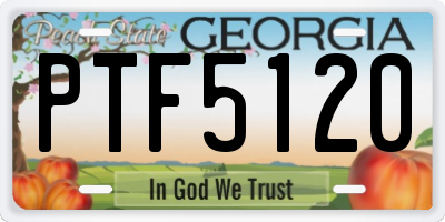 GA license plate PTF5120