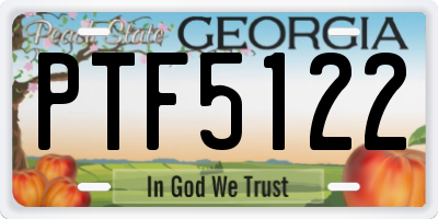 GA license plate PTF5122