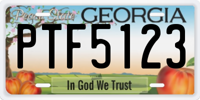 GA license plate PTF5123