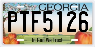 GA license plate PTF5126