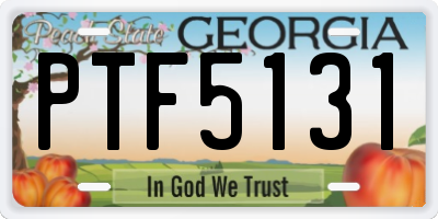 GA license plate PTF5131