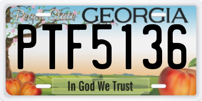 GA license plate PTF5136