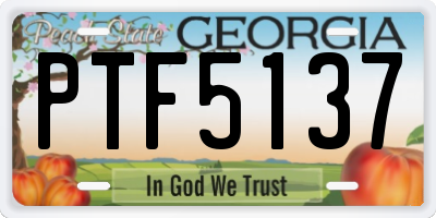 GA license plate PTF5137