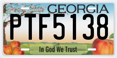 GA license plate PTF5138
