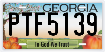 GA license plate PTF5139