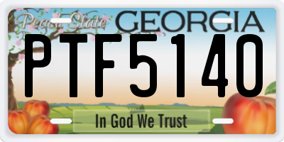 GA license plate PTF5140