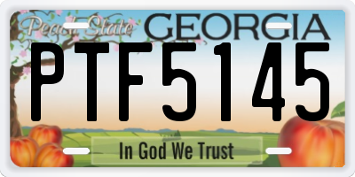 GA license plate PTF5145
