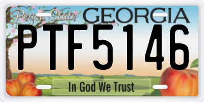 GA license plate PTF5146