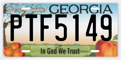 GA license plate PTF5149