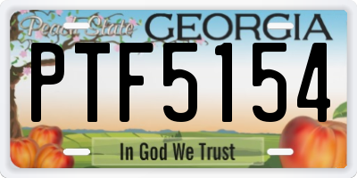 GA license plate PTF5154
