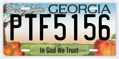 GA license plate PTF5156